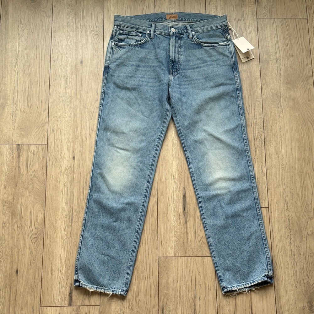 Mother The Bronco Knuckle Down Wash Distressed Blue Jeans Men’s 33 NWT